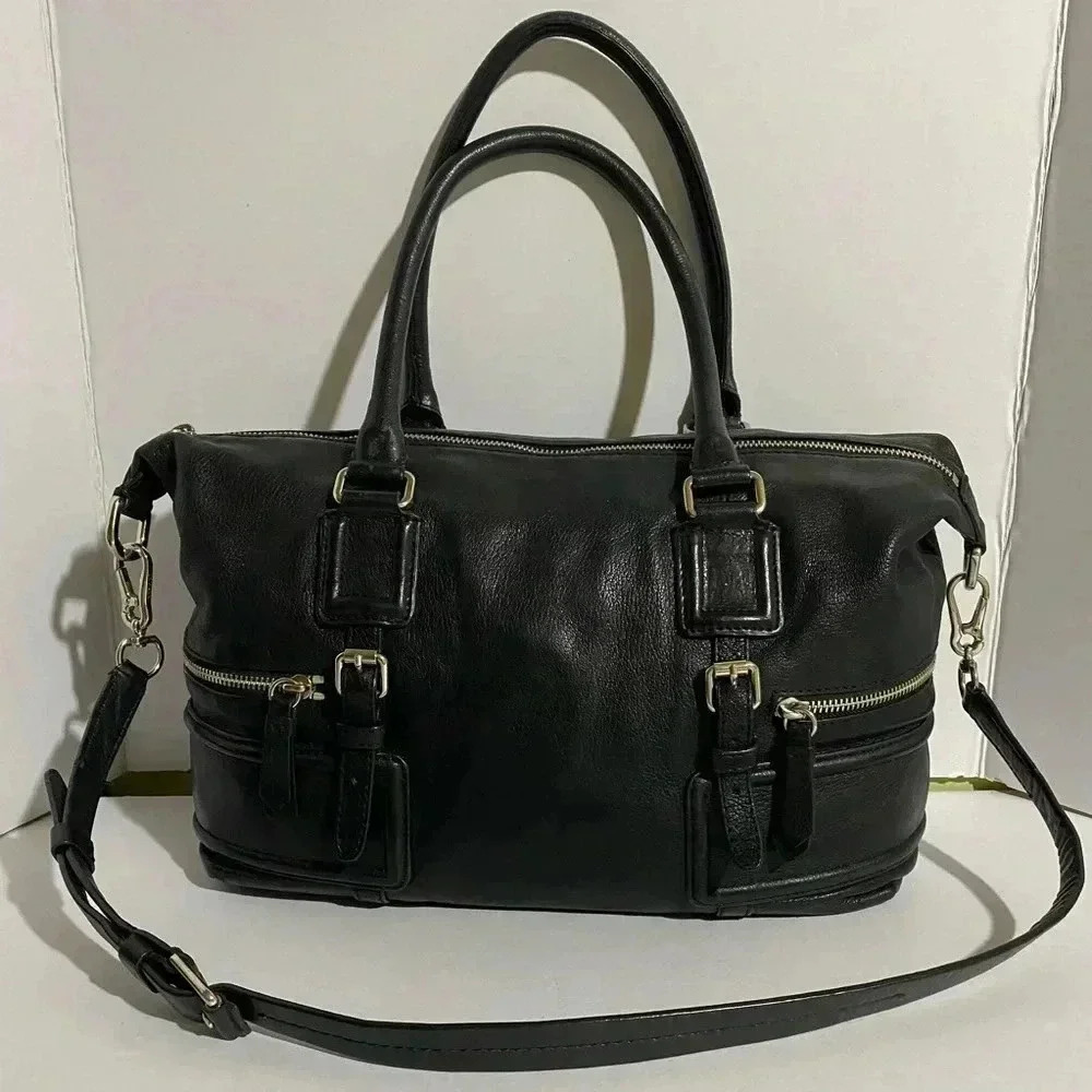 Cole Haan black leather satchel handbag